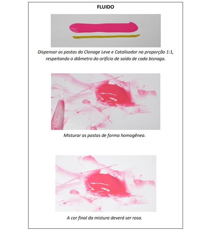 Infográfico do produto Silicone de Condensação Clonage Fluido Infográfico do produto Silicone de Condensação Clonage Fluido